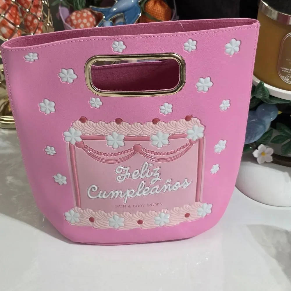 Feliz Cumpleanos Happy Birthday Spanish Pink Cake Present Reusable Gift Bag NEW